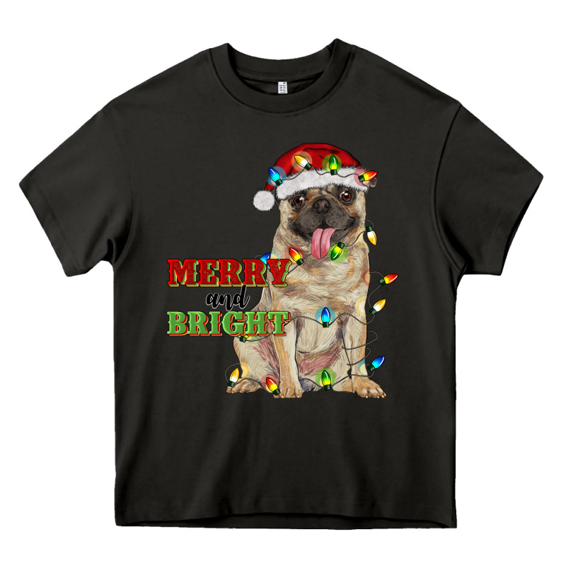 Merry And Bright Pug Heavy Core Tee by RanaPortraitStore | Teevron