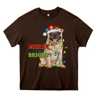 Chocolate Brown merry and bright pug Heavy Core Tee - RanaPortraitStore