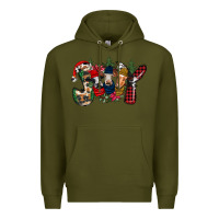Army Green joy Christmas cows Premium Hoodie - CowhideDigitalArt