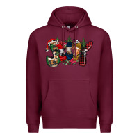 Burgundy joy Christmas cows Premium Hoodie - CowhideDigitalArt