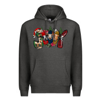 Charcoal Heather joy Christmas cows Premium Hoodie - CowhideDigitalArt