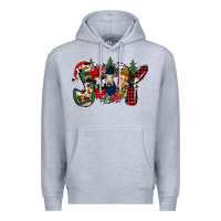 Heather Grey joy Christmas cows Premium Hoodie - CowhideDigitalArt