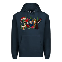 Navy joy Christmas cows Premium Hoodie - CowhideDigitalArt