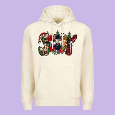 Joy Christmas Cows Premium Hoodie Designed By Cowhidedigitalart