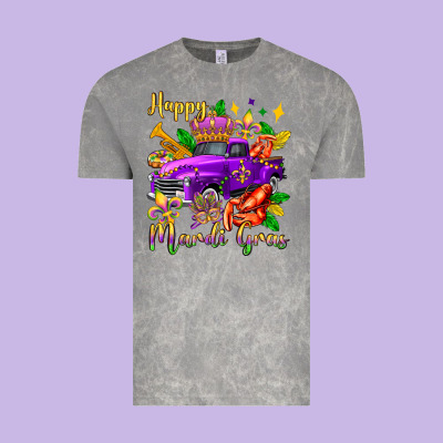 Happy Mardi Gras Truck Olivia Vintage Tee Designed By Oliviacreatesart