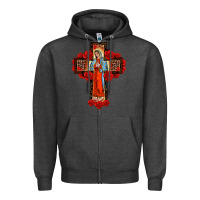 Charcoal Heather lady of guadalupe rose cross, Zipper Hoodie - BarkalooDesign