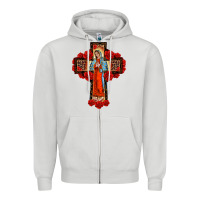 Dove Grey lady of guadalupe rose cross, Zipper Hoodie - BarkalooDesign