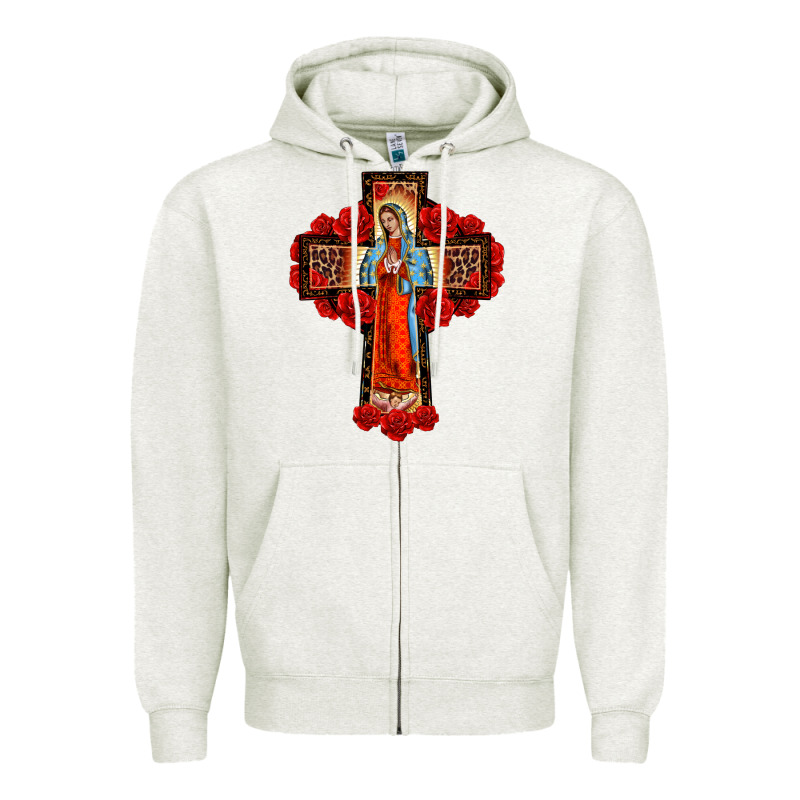 Lady Of Guadalupe Rose Cross, Zipper Hoodie by BarkalooDesign | Teevron
