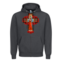 Smoke lady of guadalupe rose cross, Zipper Hoodie - BarkalooDesign