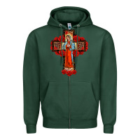 Sports Green lady of guadalupe rose cross, Zipper Hoodie - BarkalooDesign