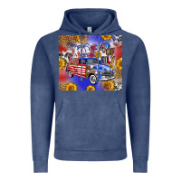 Vintage Denim Fourth Of July Sunflowers Truck Vintage Hoodie - FaDigitalArtStudio