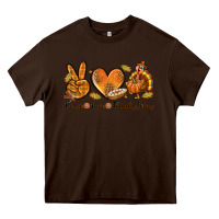 Chocolate Brown Peace Love Thanksgiving Heavy Core Tee - texasbilliewilder