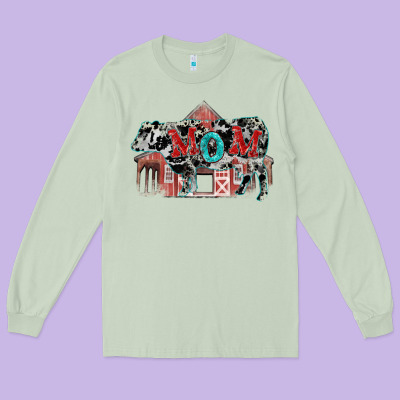 Mom Cow Mother's Day Long Sleeve Tee Designed By Fadigitalartstudio