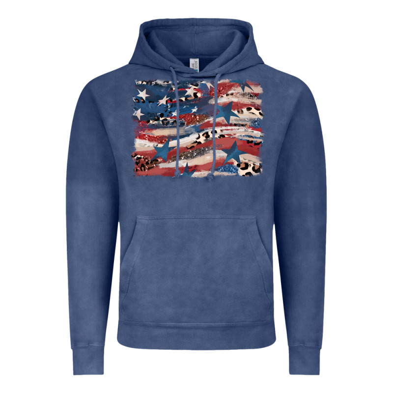 Leopard Glitter American Flag Vintage Hoodie by FaDigitalArtStudio | Teevron