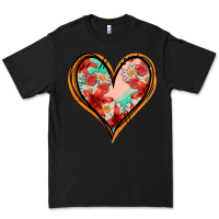Black floral orange glitter heart Premium Tee - Jasminsmagicworld