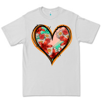 Dove Grey floral orange glitter heart Premium Tee - Jasminsmagicworld