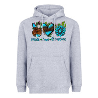Heather Grey peace love  gemstone Heavyweight Hoodie - AdoDesignShop
