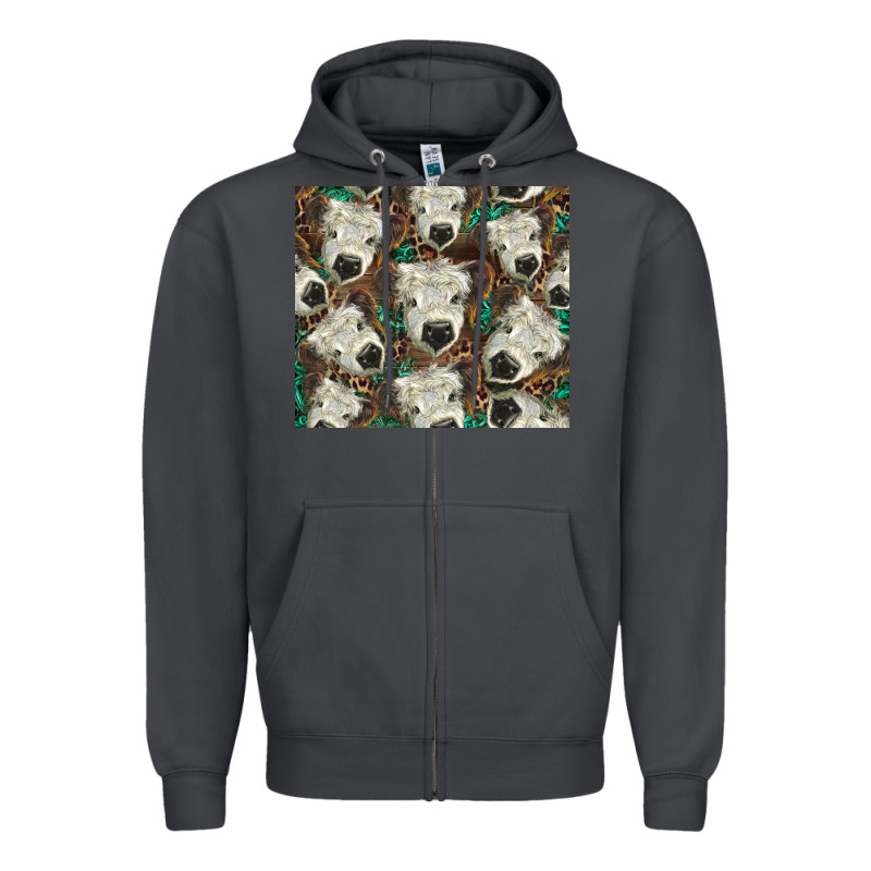White Scottish Calf Zipper Hoodie by BarkalooDesign | Teevron