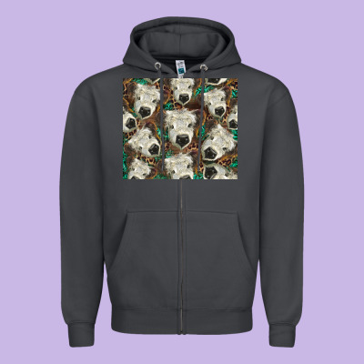 White Scottish Calf Zipper Hoodie Designed By Barkaloodesign