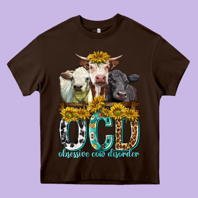 Obsessive Cow Disorder With Cows Heavy Core Tee Designed By Texasbilliewilder