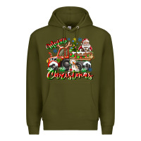 Army Green Merry Christmas  tractor Premium Hoodie - CowhideDigitalArt