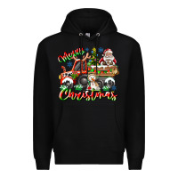 Black Merry Christmas  tractor Premium Hoodie - CowhideDigitalArt