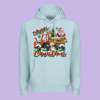 Merry Christmas  Tractor Premium Hoodie Designed By Cowhidedigitalart