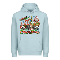 Blue Mist Merry Christmas  tractor Premium Hoodie - CowhideDigitalArt