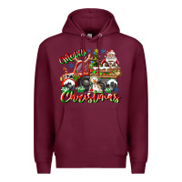 Burgundy Merry Christmas  tractor Premium Hoodie - CowhideDigitalArt