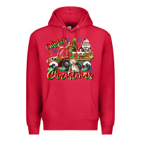 Cardinal Merry Christmas  tractor Premium Hoodie - CowhideDigitalArt