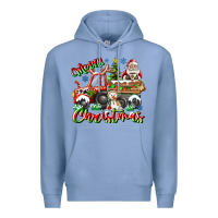 Colony Blue Merry Christmas  tractor Premium Hoodie - CowhideDigitalArt