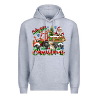 Heather Grey Merry Christmas  tractor Premium Hoodie - CowhideDigitalArt