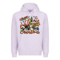 Lilac Merry Christmas  tractor Premium Hoodie - CowhideDigitalArt