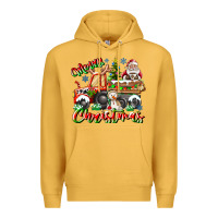 Mustard Merry Christmas  tractor Premium Hoodie - CowhideDigitalArt
