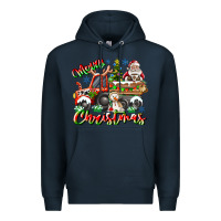 Navy Merry Christmas  tractor Premium Hoodie - CowhideDigitalArt