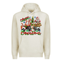 Oatmeal Heather Merry Christmas  tractor Premium Hoodie - CowhideDigitalArt