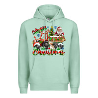 Seafoam Merry Christmas  tractor Premium Hoodie - CowhideDigitalArt