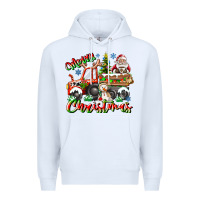 White Merry Christmas  tractor Premium Hoodie - CowhideDigitalArt