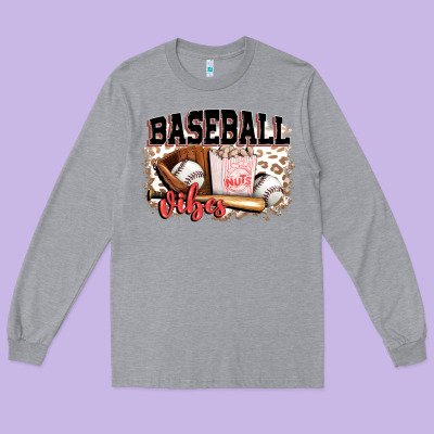 Baseball Vibes Long Sleeve Tee Designed By Fadigitalartstudio