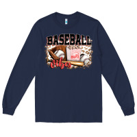 Navy baseball vibes Long Sleeve Tee - FaDigitalArtStudio