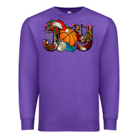 Purple joy with basketball and santa's hat Premium Sweatshirt - AdoDesignShop