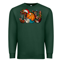 Sports Green joy with basketball and santa's hat Premium Sweatshirt - AdoDesignShop