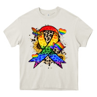 Cream Pride ribbon Heavy Core Tee - NancyCooperArtShop