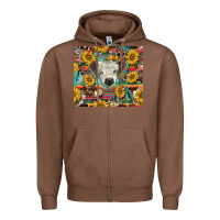 Chestnut white Scottish calf and sunflowers Zipper Hoodie - BarkalooDesign