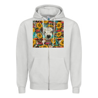 Dove Grey white Scottish calf and sunflowers Zipper Hoodie - BarkalooDesign