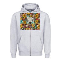 Heather Grey white Scottish calf and sunflowers Zipper Hoodie - BarkalooDesign