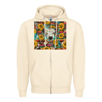 Sandshell white Scottish calf and sunflowers Zipper Hoodie - BarkalooDesign