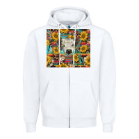White white Scottish calf and sunflowers Zipper Hoodie - BarkalooDesign