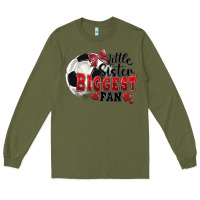 Army Green little sister biggest fan soccer Long Sleeve Tee - FaDigitalArtStudio