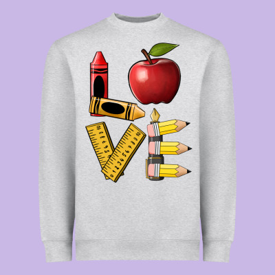 Love Teacher Heavyweight Sweatshirt Designed By Barkaloodesign